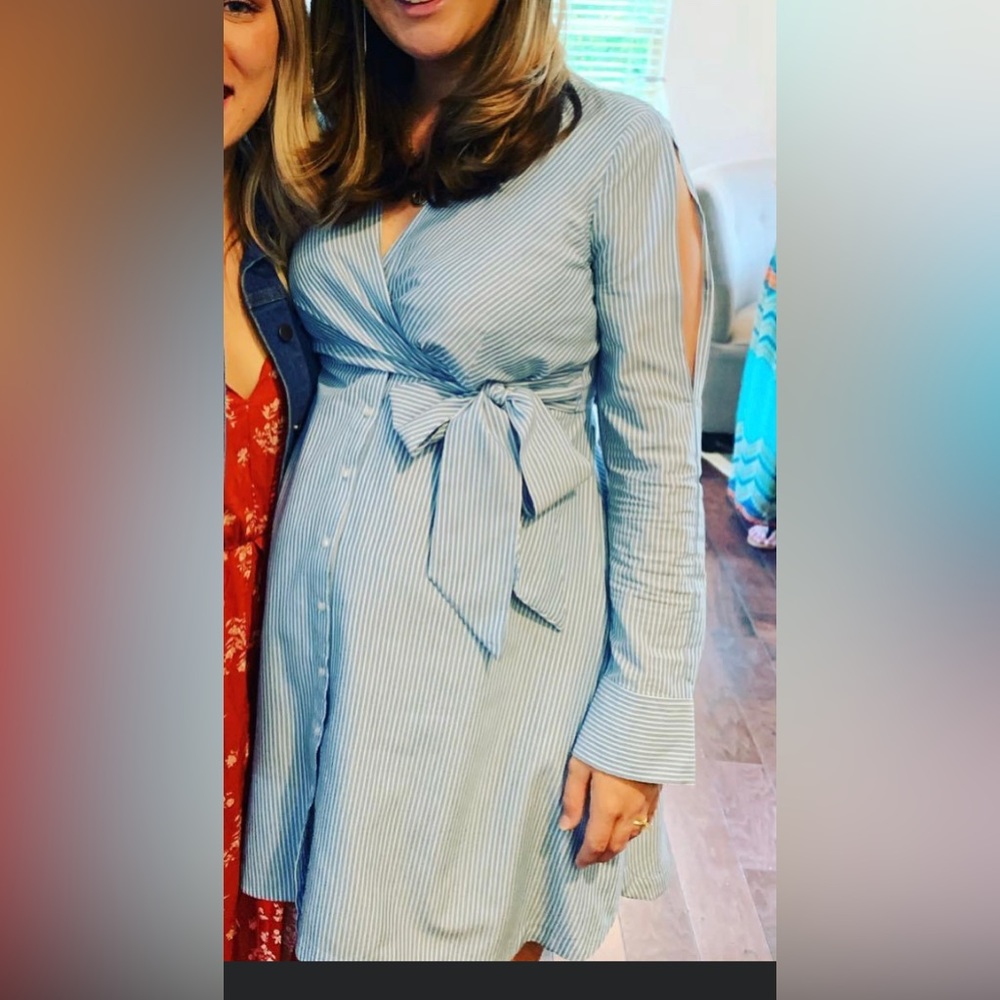 Adorable maternity dress. Side tie. Slit in arms